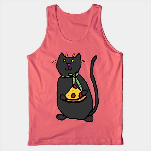 Cute Cat and Pizza Slice Tank Top by ellenhenryart